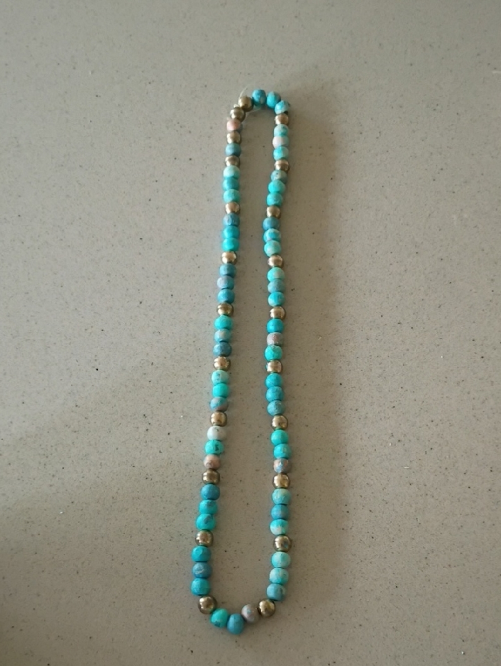 Turquoise Beaded Necklace with Gold Accent Beads - Women Jewelry